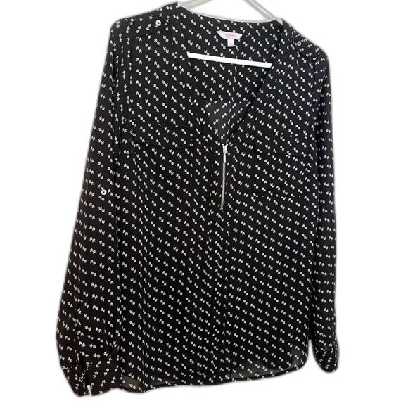 Women's Candies Black W/White Print, Front Zipper, And Pockets SZ L - Picture 1 of 6